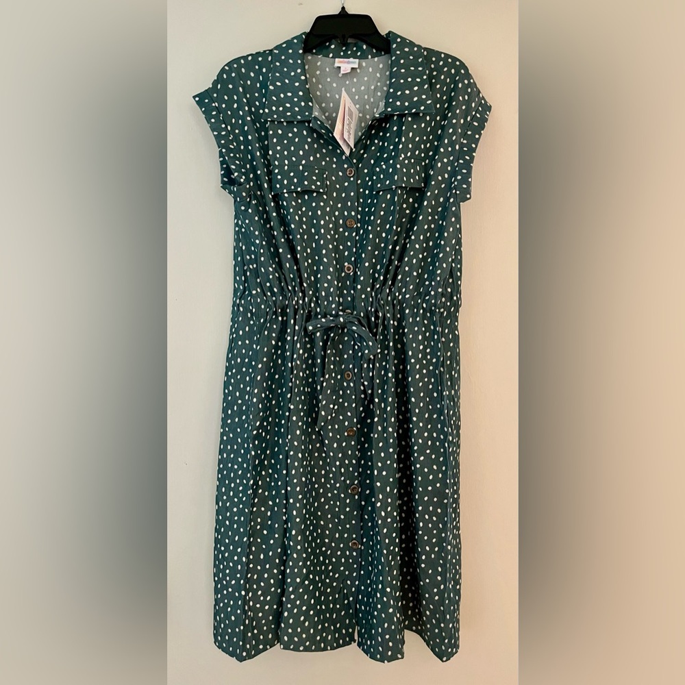 NWT LuLaRoe Green Polka Dot Dress